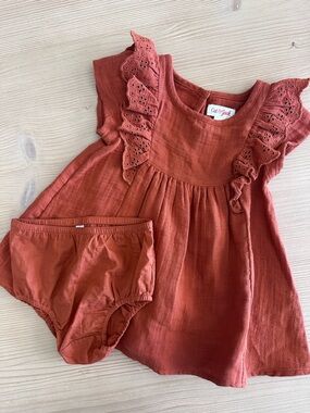 Cat & Jack Rust Red Baby Dress with Bloomers